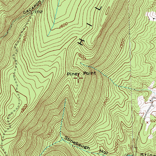 Topographic Map of Piney Point, WV