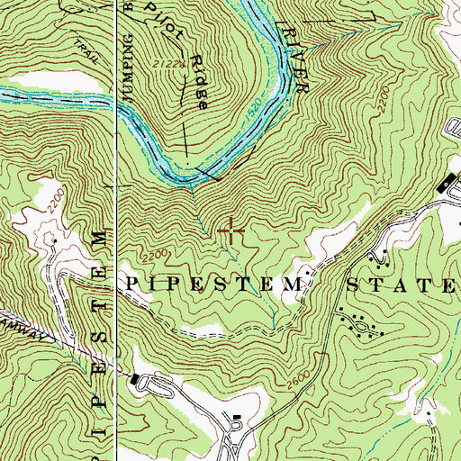 Topographic Map of Pipestem State Park, WV