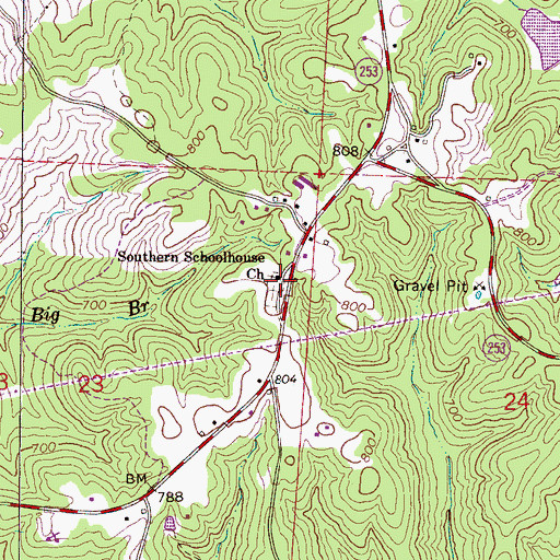 Topographic Map of Southern Schoolhouse Church, AL