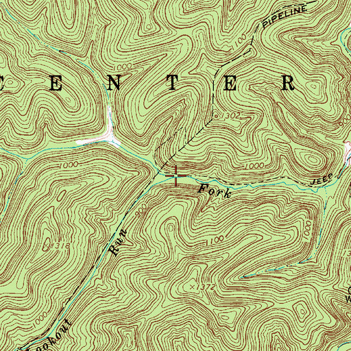 Topographic Map of Point Lookout Run, WV