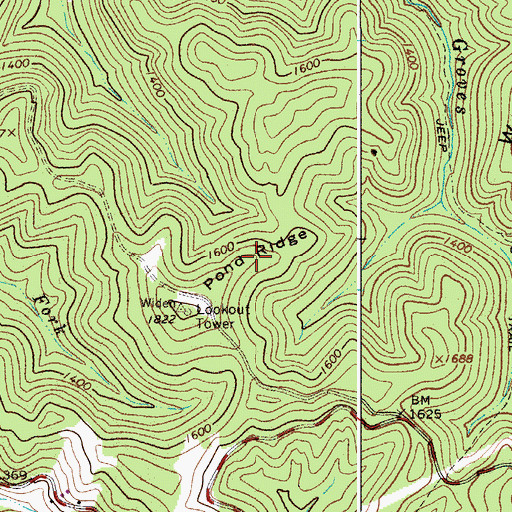 Topographic Map of Pond Ridge, WV