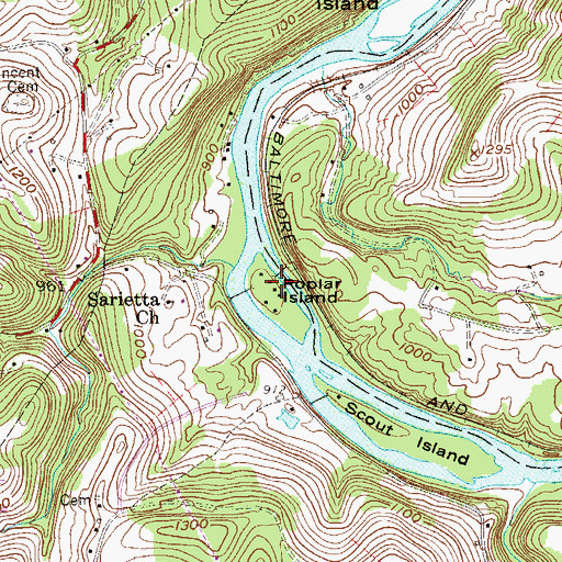 Topographic Map of Poplar Island, WV