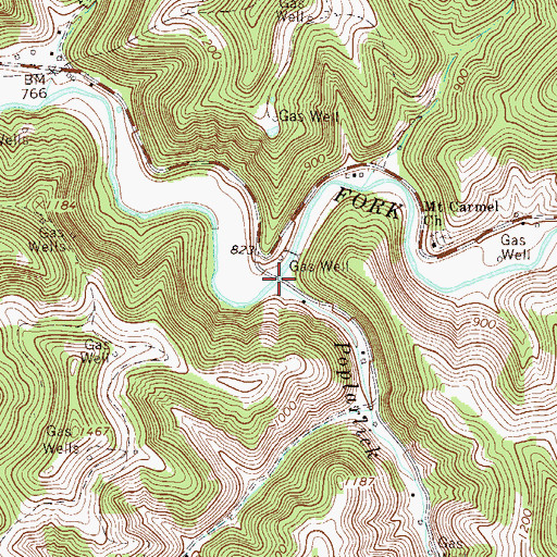 Topographic Map of Poplarlick Run, WV