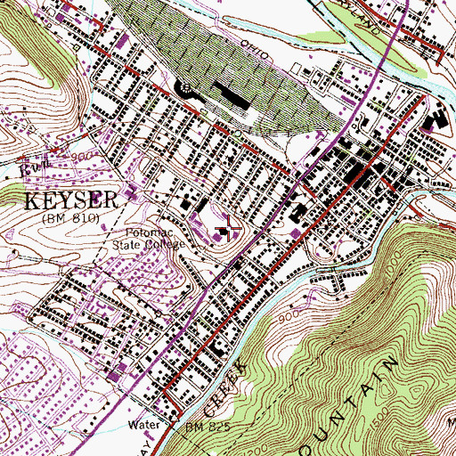 Topographic Map of Potomac State College of West Virginia University, WV