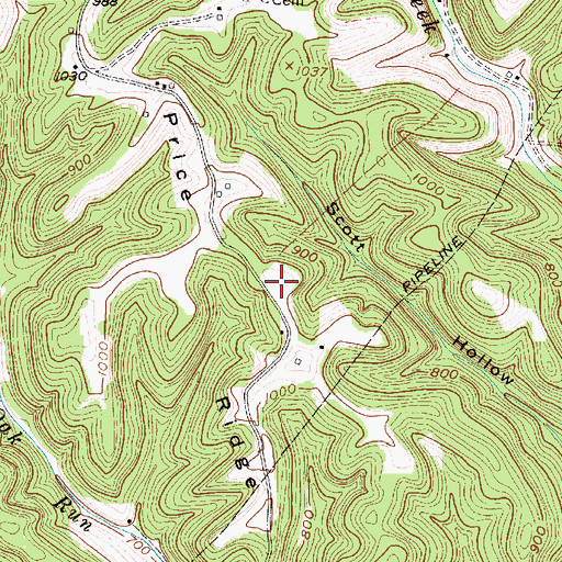 Topographic Map of Price Ridge, WV