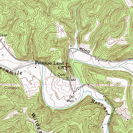Topographic Map of Promise Land Church, WV