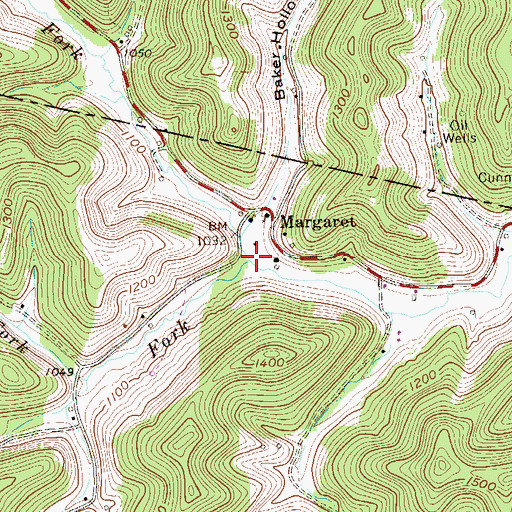 Topographic Map of Quaker Fork, WV