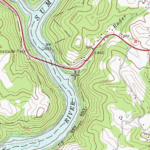 Topographic Map of Rader Run, WV