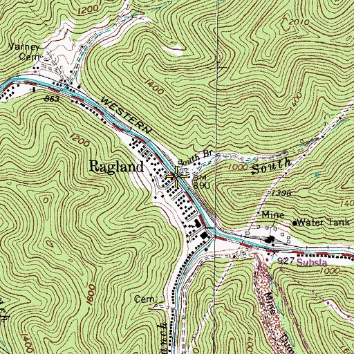 Topographic Map of Ragland, WV
