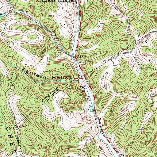 Topographic Map of Railroad Hollow, WV