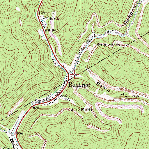 Topographic Map of Ramp Hollow, WV