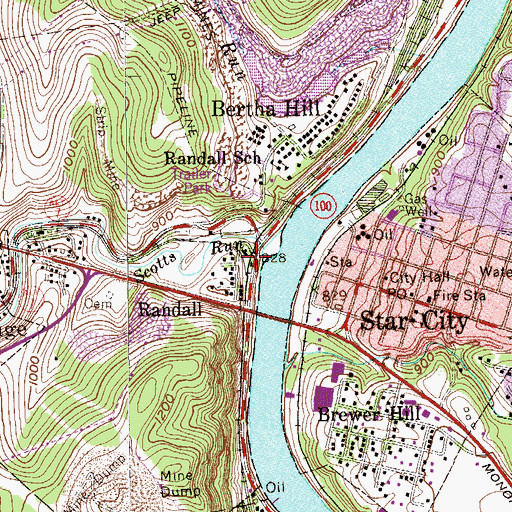 Topographic Map of Randall, WV