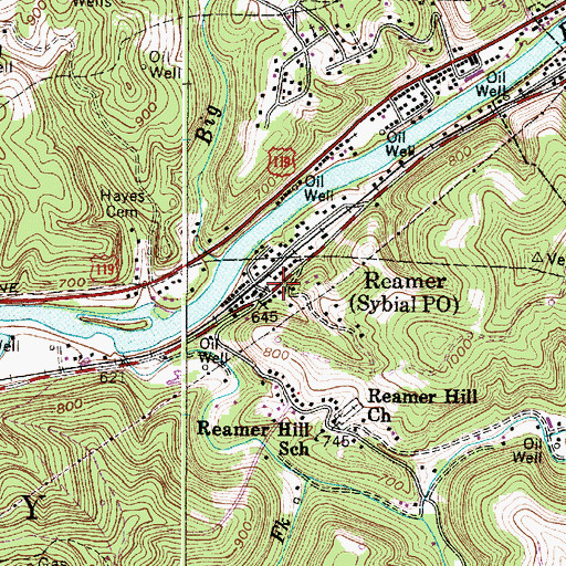 Topographic Map of Reamer, WV