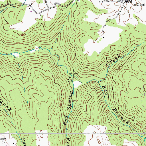 Topographic Map of Red Spring Creek, WV