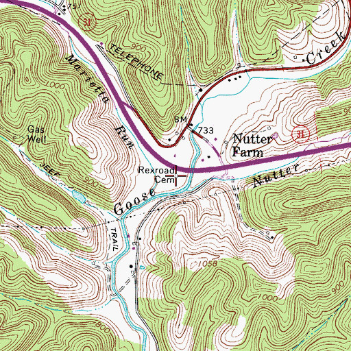 Topographic Map of Rexroach Cemetery, WV