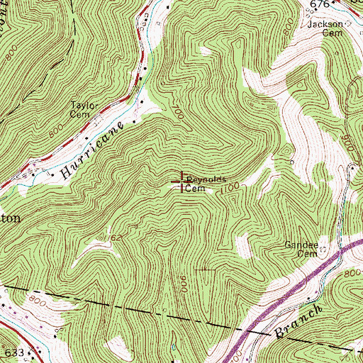Topographic Map of Reynolds Cemetery, WV