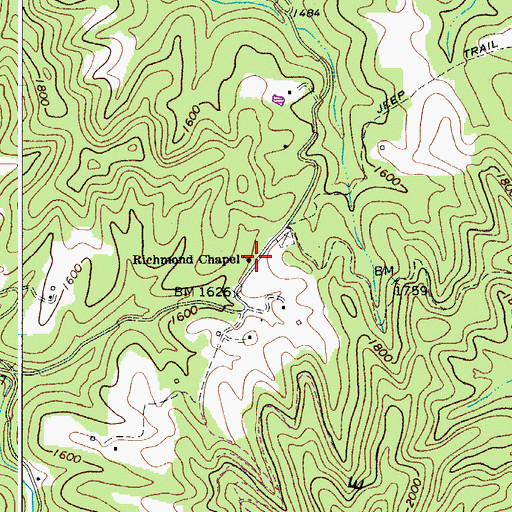 Topographic Map of Richmond Chapel, WV