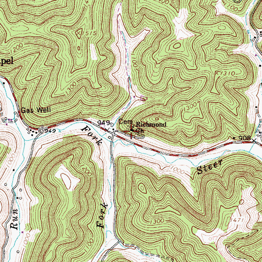 Topographic Map of Richmond Church, WV