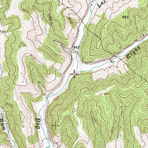 Topographic Map of Right Fork Big Run, WV