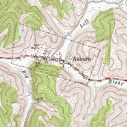 Topographic Map of Right Fork Bone Creek, WV