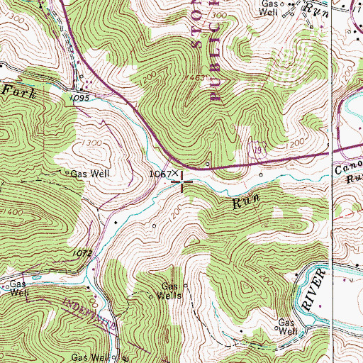 Topographic Map of Right Fork Canoe Run, WV