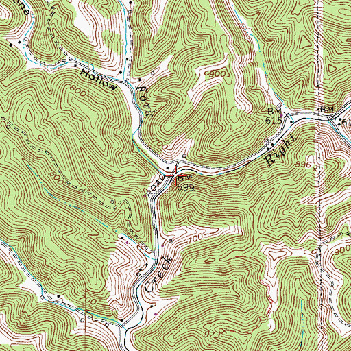 Topographic Map of Right Fork Lower Creek, WV