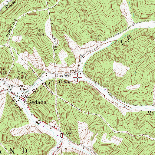 Topographic Map of Right Prong Skelton Run, WV