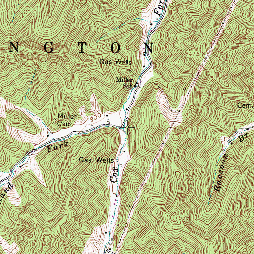 Topographic Map of Righthand Fork Cox Creek, WV