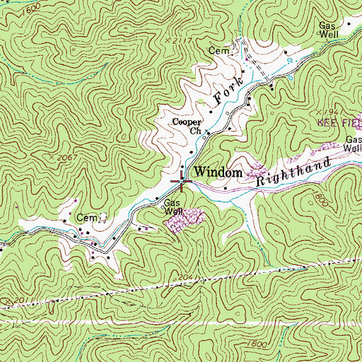 Topographic Map of Righthand Fork Skin Fork, WV