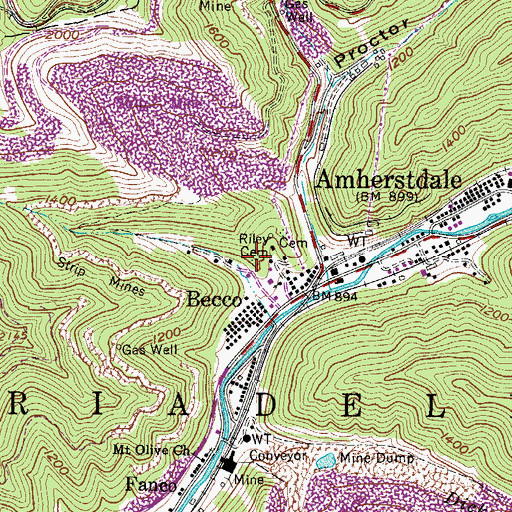 Topographic Map of Riley Cemetery, WV