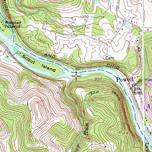 Topographic Map of River Run, WV