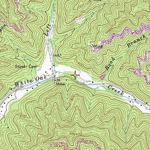 Topographic Map of Road Branch, WV