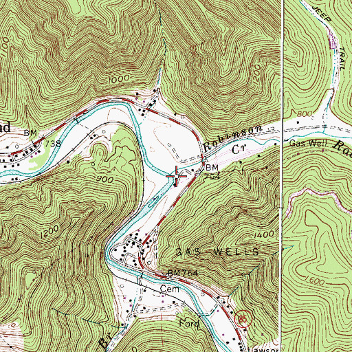 Topographic Map of Robinson Creek, WV