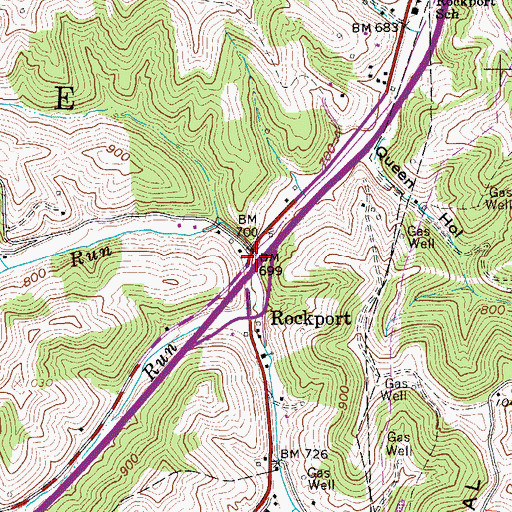 Topographic Map of Rockcamp Run, WV
