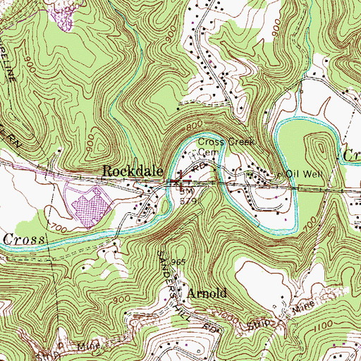 Topographic Map of Rockdale, WV