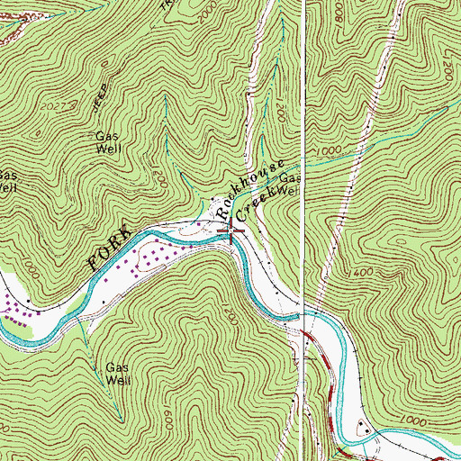 Topographic Map of Rockhouse Creek, WV