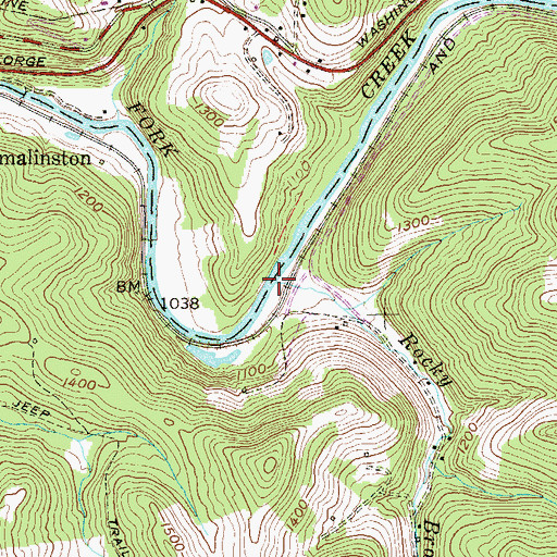 Topographic Map of Rocky Branch, WV