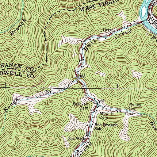 Topographic Map of Rough Branch, WV
