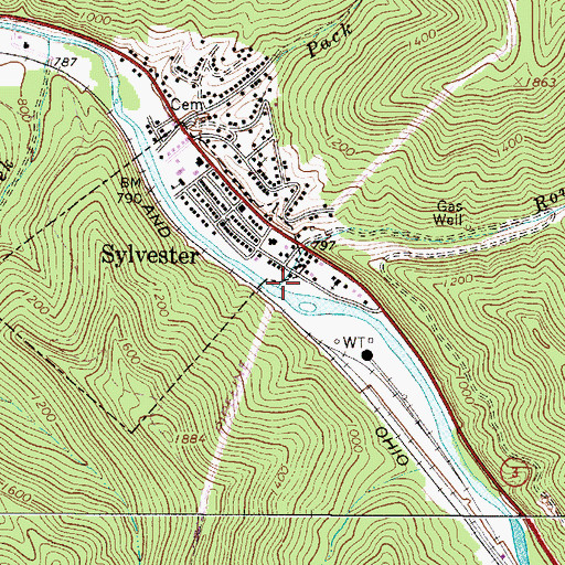 Topographic Map of Roundbottom Branch, WV
