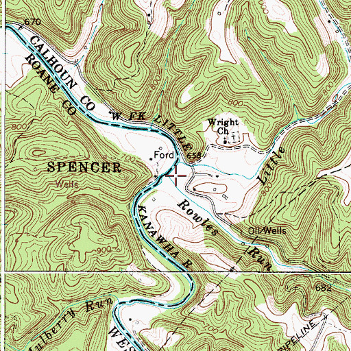 Topographic Map of Rowles Run, WV