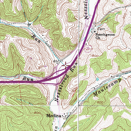 Topographic Map of Rush Run, WV