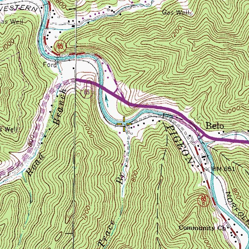 Topographic Map of Ruth Trace Branch, WV