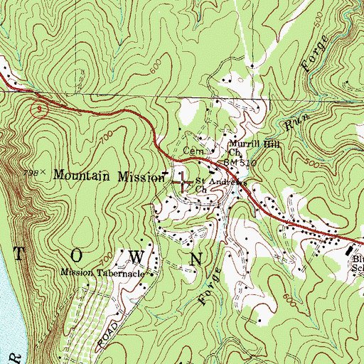 Topographic Map of Saint Andrews Church, WV