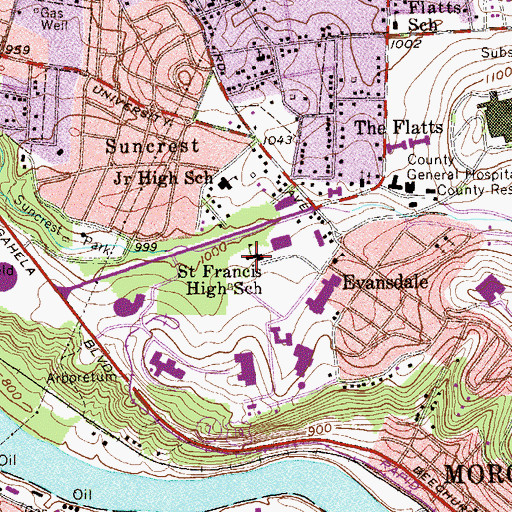 Topographic Map of Saint Francis High School (historical), WV