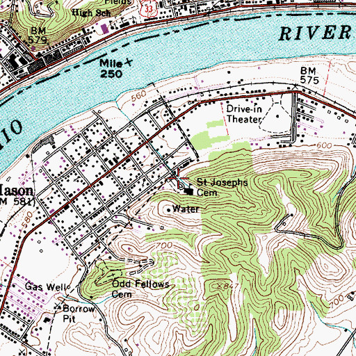 Topographic Map of Saint Josephs Cemetery, WV