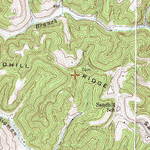 Topographic Map of Sandhill Ridge, WV