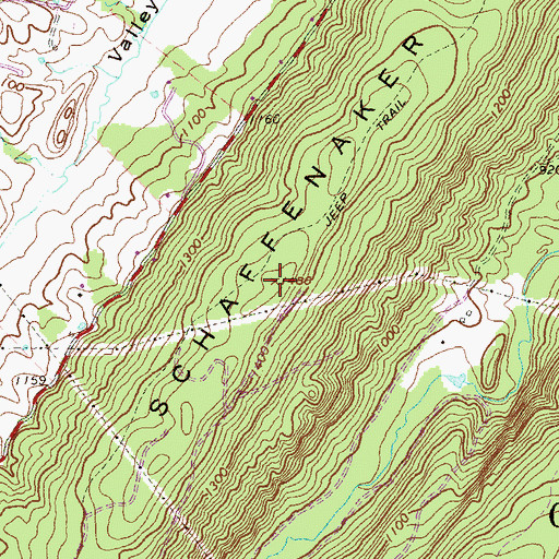 Topographic Map of Schaffenaker Mountain, WV