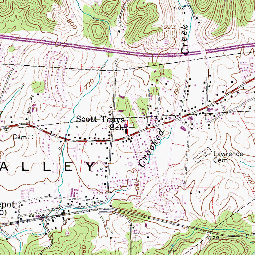 Topographic Map of Scott Teays Elementary School, WV