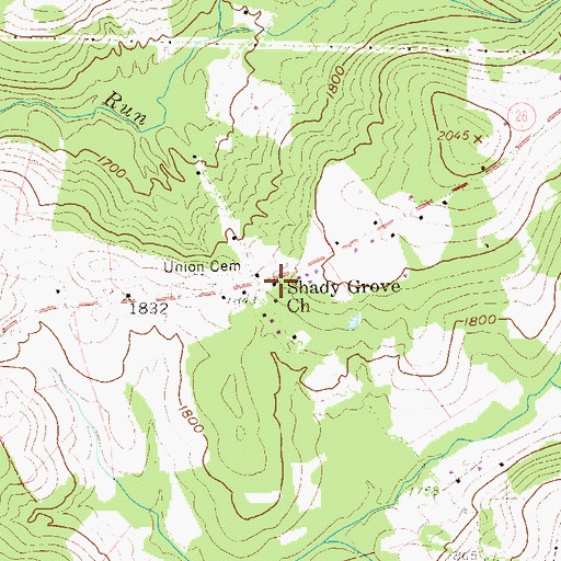 Topographic Map of Shady Grove Church, WV