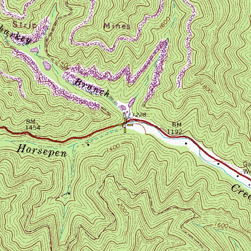 Topographic Map of Sharkey Branch, WV